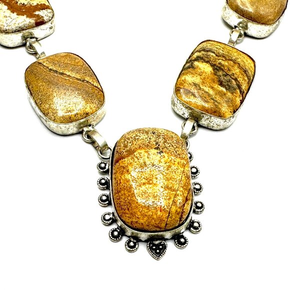 Vintage Navajo Sterling Silver Jasper Pendant Necklace—EUC - Picture 7 of 12